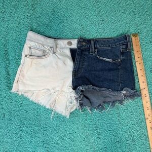 Express Blue and White Shortie Relaxed Low Rise